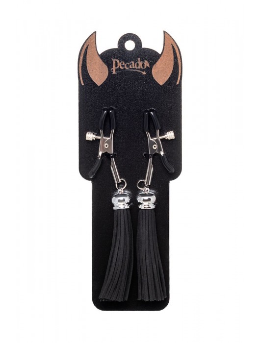 Зажимы на соски «Прищепки» с черными кисточками из замши - Pecado - купить с доставкой в Кирове