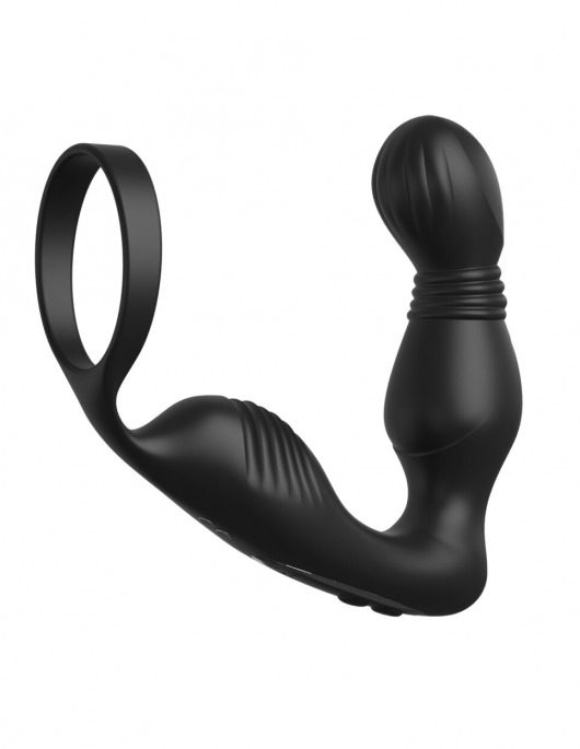 Черный вибростимулятор простаты с эрекционным кольцом Ass-Gasm Pro P-Spot Milker - Pipedream - в Кирове купить с доставкой