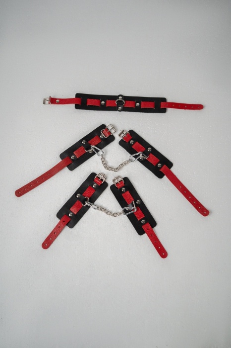 Черно-красный набор фиксаций: наручники, оковы и ошейник - Crazy Handmade - купить с доставкой в Кирове
