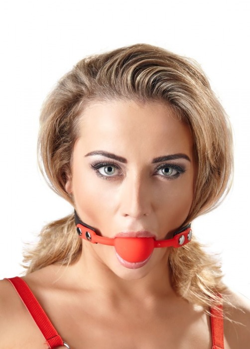 Силиконовый кляп-шар на чёрных ремешках Red Gag silicone - Orion - купить с доставкой в Кирове