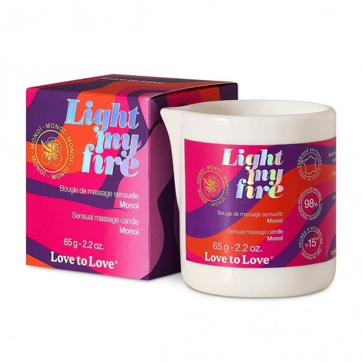 Массажная свеча Light My Fire с ароматом моной - 80 мл. - Love to Love - купить с доставкой в Кирове