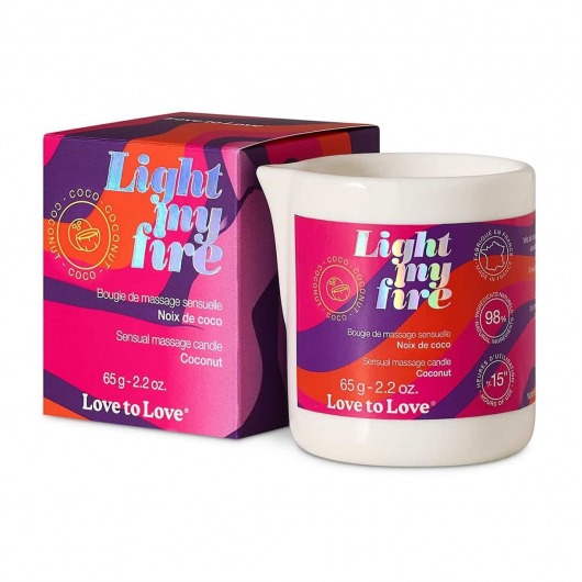 Массажная свеча Light My Fire Coconut с ароматом кокоса - 65 гр. - Love to Love - купить с доставкой в Кирове