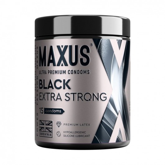 Черные утолщенные презервативы MAXUS Extra Strong с железным кейсом - 15 шт. - Maxus - купить с доставкой в Кирове
