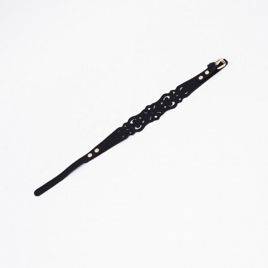 Черный ажурный чокер с золотистой фурнитурой - Crazy Handmade - купить с доставкой в Кирове