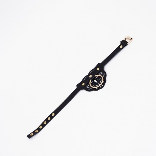 Черный чокер с клепками и золотистой фурнитурой - Crazy Handmade - купить с доставкой в Кирове