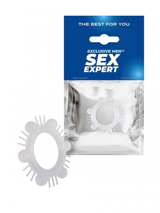 Эластичное эрекционное кольцо с шипиками и шариками - Sex Expert - в Кирове купить с доставкой