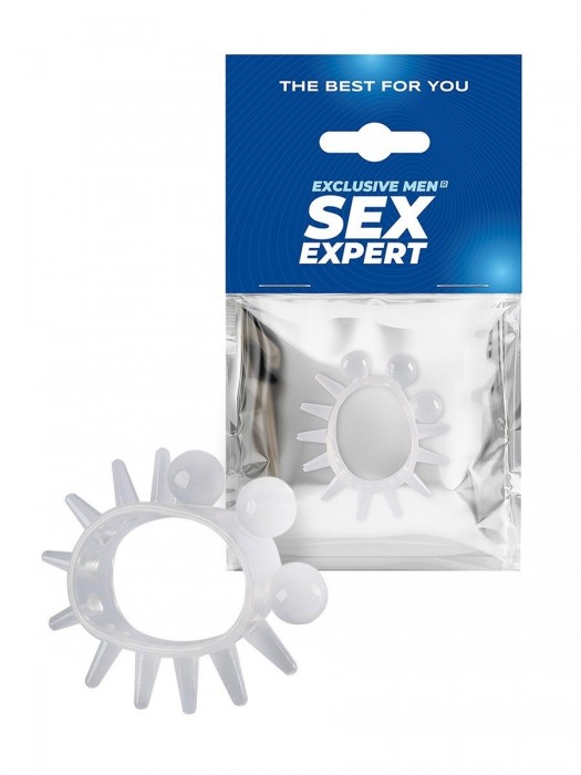 Эластичное эрекционное кольцо с шариками и лучами - Sex Expert - в Кирове купить с доставкой