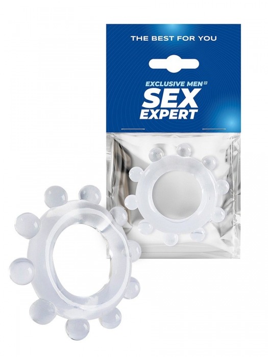 Прозрачное эрекционное кольцо со стимулирующими шариками - Sex Expert - в Кирове купить с доставкой