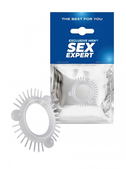 Эластичное эрекционное кольцо с 3 шариками и шипами - Sex Expert - в Кирове купить с доставкой