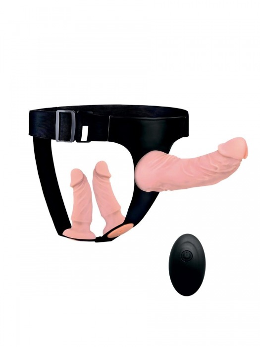 Женский страпон с 3 насадками и вибрацией - Erowoman-Eroman - купить с доставкой в Кирове