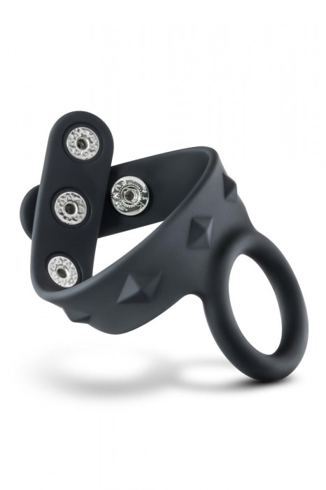 Черное эрекционное кольцо с подхватом мошонки на кнопках VS6 - Blush Novelties - в Кирове купить с доставкой
