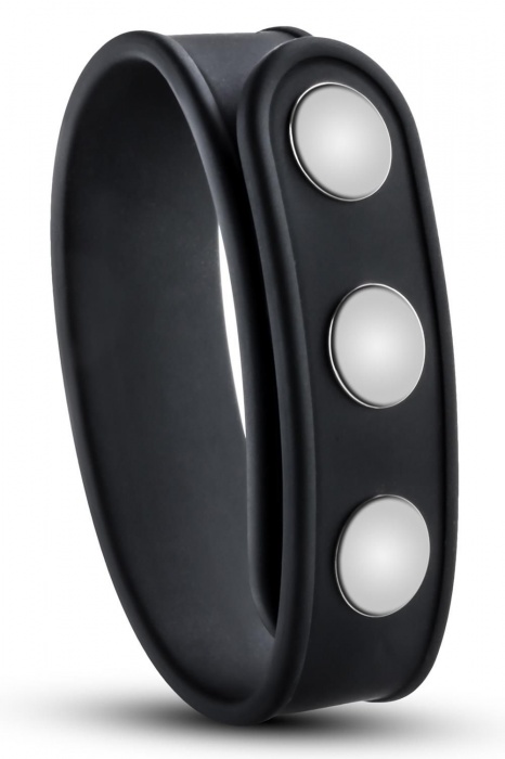 Черное эрекционное кольцо на кнопках - Blush Novelties - в Кирове купить с доставкой