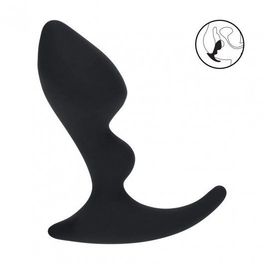 Черная анальная пробка для массажа простаты Double Ripple Silicone Prostate Massager - Shots Media BV - в Кирове купить с доставкой