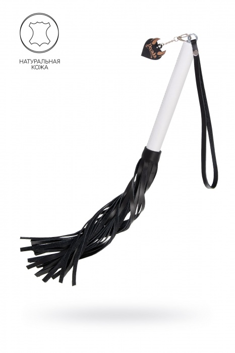 Плеть с белой рукоятью и чёрными хлыстами - 50 см. - Pecado - купить с доставкой в Кирове