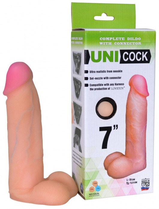 Фаллическая насадка Харнесс UNICOCK 7  - 19 см. - LOVETOY (А-Полимер) - купить с доставкой в Кирове