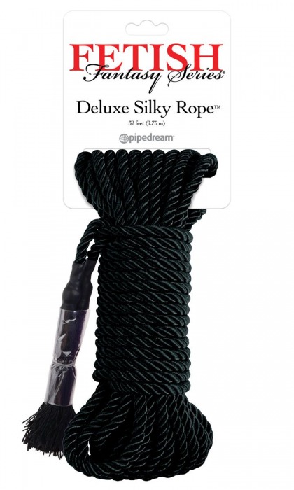 Черная веревка для фиксации Deluxe Silky Rope - 9,75 м. - Pipedream - купить с доставкой в Кирове