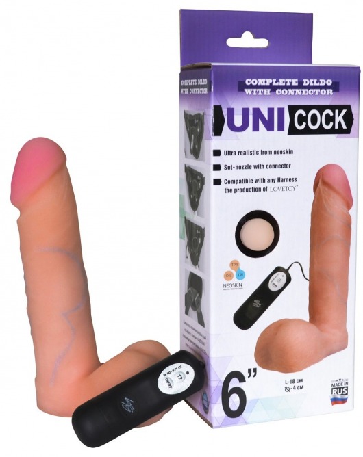Фаллическая насадка Харнесс UNICOCK 6  с вибрацией - 18 см. - LOVETOY (А-Полимер) - купить с доставкой в Кирове