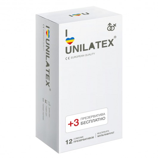 Разноцветные ароматизированные презервативы Unilatex Multifruit  - 12 шт. + 3 шт. в подарок - Unilatex - купить с доставкой в Кирове
