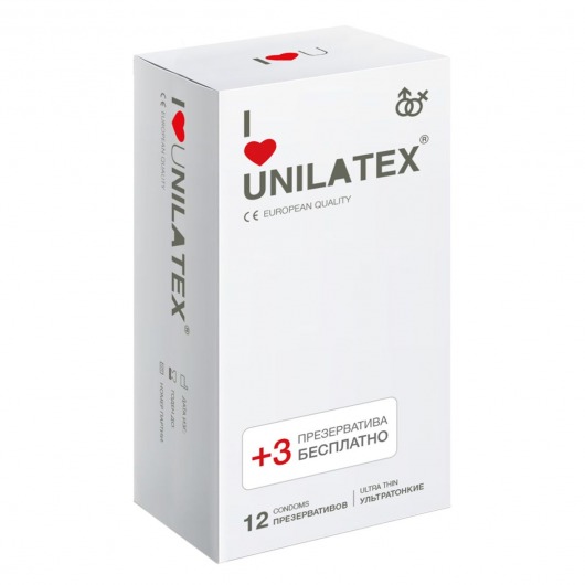 Ультратонкие презервативы Unilatex Ultra Thin - 12 шт. + 3 шт. в подарок - Unilatex - купить с доставкой в Кирове