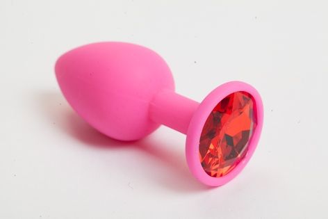 Розовая анальная пробка с красным кристаллом - 9,5 см. - 4sexdreaM - купить с доставкой в Кирове