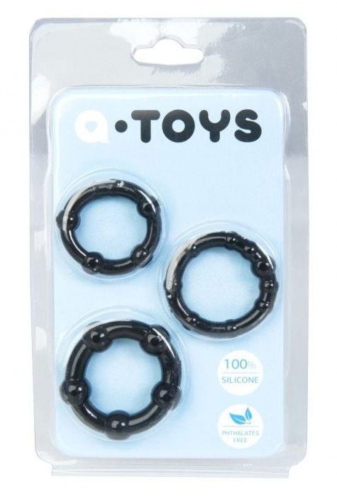 Набор из 3 чёрных эрекционных колец A-toys - A-toys - в Кирове купить с доставкой