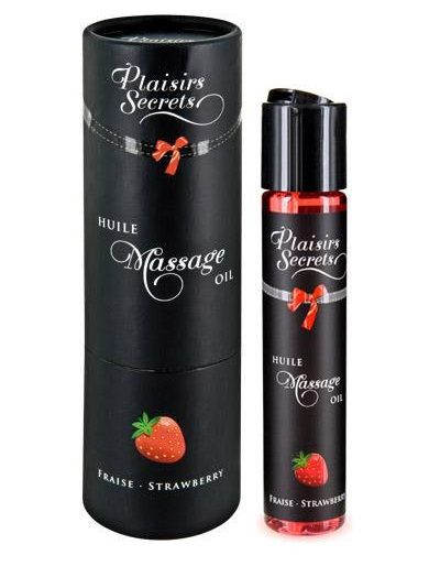 Массажное масло с ароматом клубники Huile de Massage Gourmande Fraise des Bois - 59 мл. - Plaisir Secret - купить с доставкой в Кирове