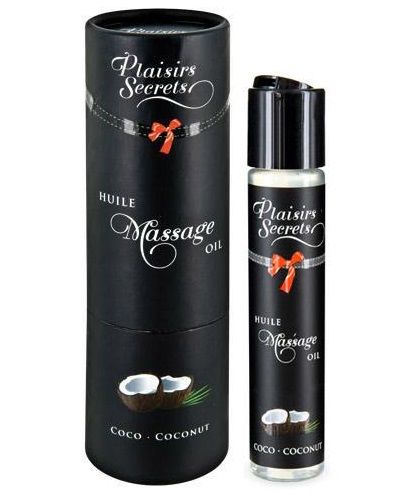 Массажное масло с ароматом кокоса Huile de Massage Gourmande Coco - 59 мл. - Plaisir Secret - купить с доставкой в Кирове