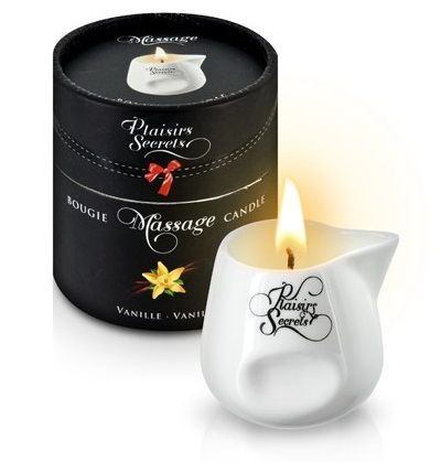 Массажная свеча с ароматом ванили Bougie Massage Gourmande Vanille - 80 мл. - Plaisir Secret - купить с доставкой в Кирове