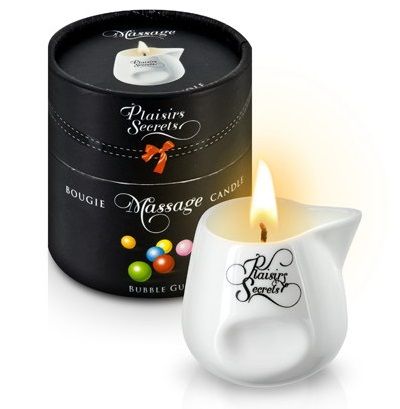 Массажная свеча с ароматом бубль-гума Bougie de Massage Gourmande Bubble Gum - 80 мл. - Plaisir Secret - купить с доставкой в Кирове