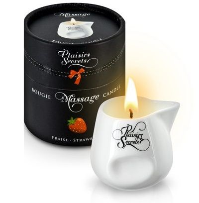 Массажная свеча с ароматом клубники Bougie de Massage Gourmande Fraise - 80 мл. - Plaisir Secret - купить с доставкой в Кирове