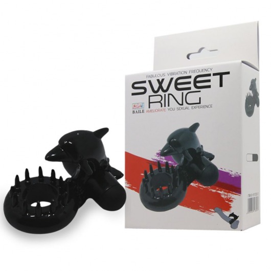 Чёрное эрекционное виброкольцо Sweet Ring с дельфинчиком - Baile - в Кирове купить с доставкой