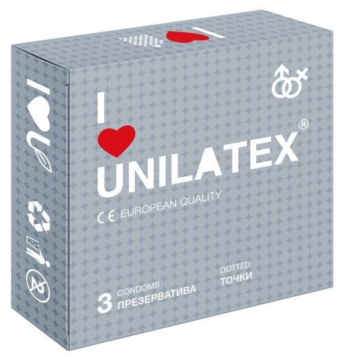 Презервативы с точками Unilatex Dotted - 3 шт. - Unilatex - купить с доставкой в Кирове