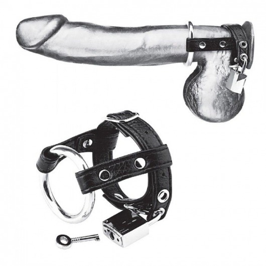 Утяжка на пенис на замочке Duo Cock And Ball Lock - BlueLine - купить с доставкой в Кирове
