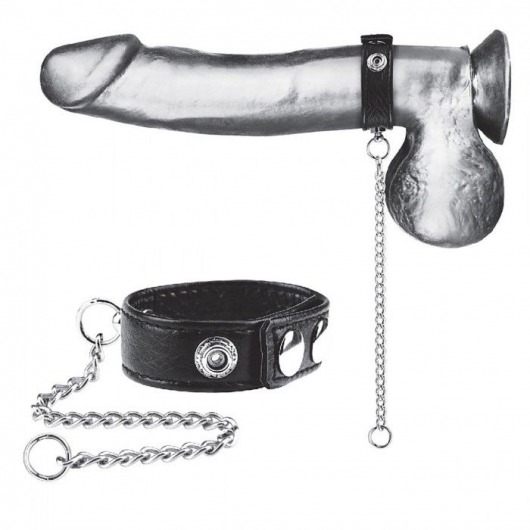Утяжка на пенис с поводком Snap Cock Ring With 12  Leash - BlueLine - купить с доставкой в Кирове