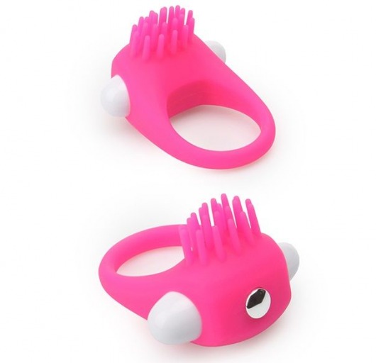 Розовое эрекционное кольцо с щеточкой LIT-UP SILICONE STIMU RING 5 - Dream Toys - в Кирове купить с доставкой