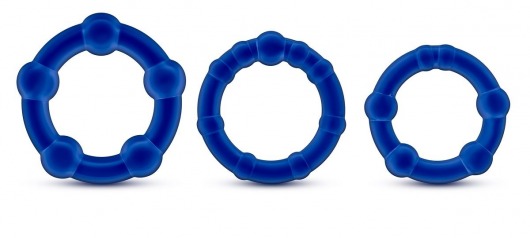 Набор из 3 синих эрекционных колец Stay Hard Beaded Cockrings - Blush Novelties - в Кирове купить с доставкой