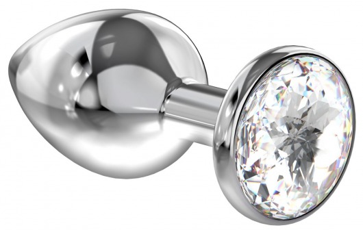 Большая серебристая анальная пробка Diamond Clear Sparkle Large с прозрачным кристаллом - 8 см. - Lola Games - купить с доставкой в Кирове