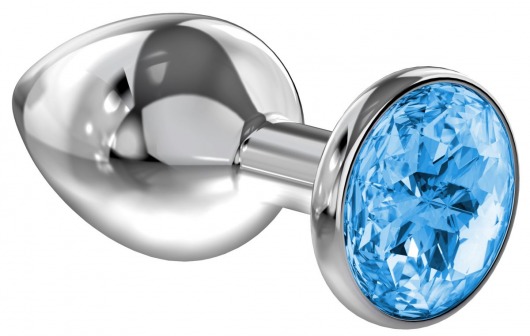 Большая серебристая анальная пробка Diamond Light blue Sparkle Large с голубым кристаллом - 8 см. - Lola Games - купить с доставкой в Кирове