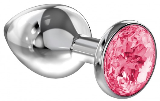 Большая серебристая анальная пробка Diamond Pink Sparkle Large с розовым кристаллом - 8 см. - Lola Games - купить с доставкой в Кирове