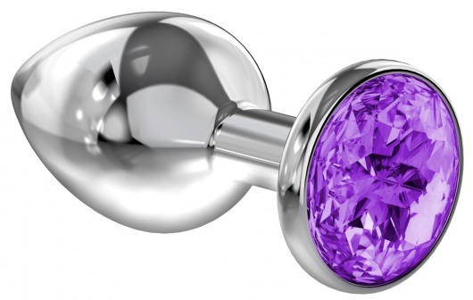 Большая серебристая анальная пробка Diamond Purple Sparkle Large с фиолетовым кристаллом - 8 см. - Lola Games - купить с доставкой в Кирове