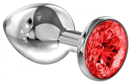 Большая серебристая анальная пробка Diamond Red Sparkle Large с красным кристаллом - 8 см. - Lola Games - купить с доставкой в Кирове