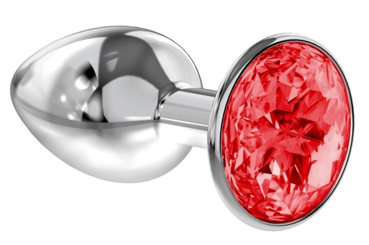 Малая серебристая анальная пробка Diamond Red Sparkle Small с красным кристаллом - 7 см. - Lola Games - купить с доставкой в Кирове