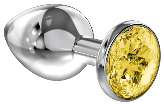Большая серебристая анальная пробка Diamond Yellow Sparkle Large с жёлтым кристаллом - 8 см. - Lola Games - купить с доставкой в Кирове