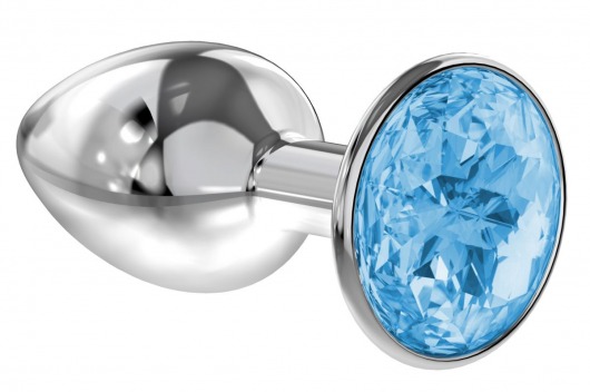 Малая серебристая анальная пробка Diamond Light blue Sparkle Small с голубым кристаллом - 7 см. - Lola Games - купить с доставкой в Кирове