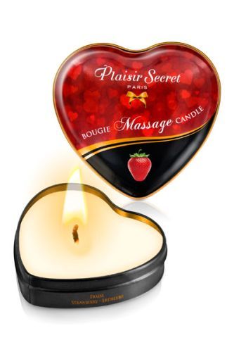 Массажная свеча с ароматом клубники Bougie Massage Candle - 35 мл. - Plaisir Secret - купить с доставкой в Кирове