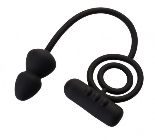 Чёрное эрекционное кольцо с вибропулькой и анальным хвостом - Erotist Adult Toys - в Кирове купить с доставкой