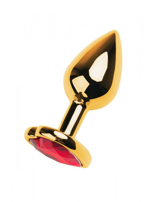 Золотистая анальная пробка с кристаллом-сердцем - 7,5 см. - ToyFa - купить с доставкой в Кирове