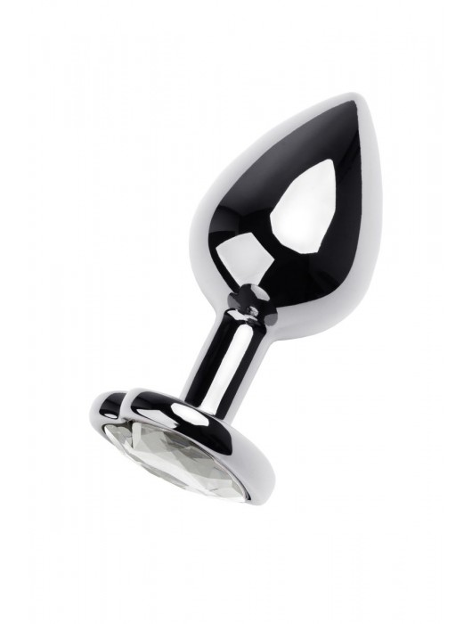 Серебристая анальная пробка с прозрачным кристаллом-сердцем - 8 см. - ToyFa - купить с доставкой в Кирове