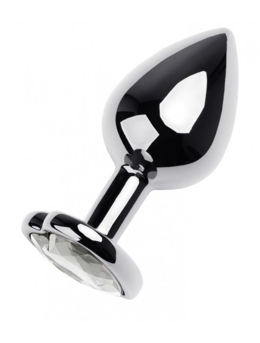 Серебристая анальная пробка с прозрачным кристаллом-сердцем - 8 см. - ToyFa - купить с доставкой в Кирове