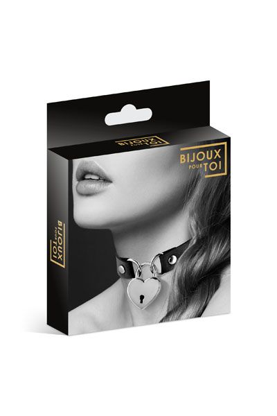 Черный чокер с замком в форме сердца - Bijoux Pour Toi - купить с доставкой в Кирове